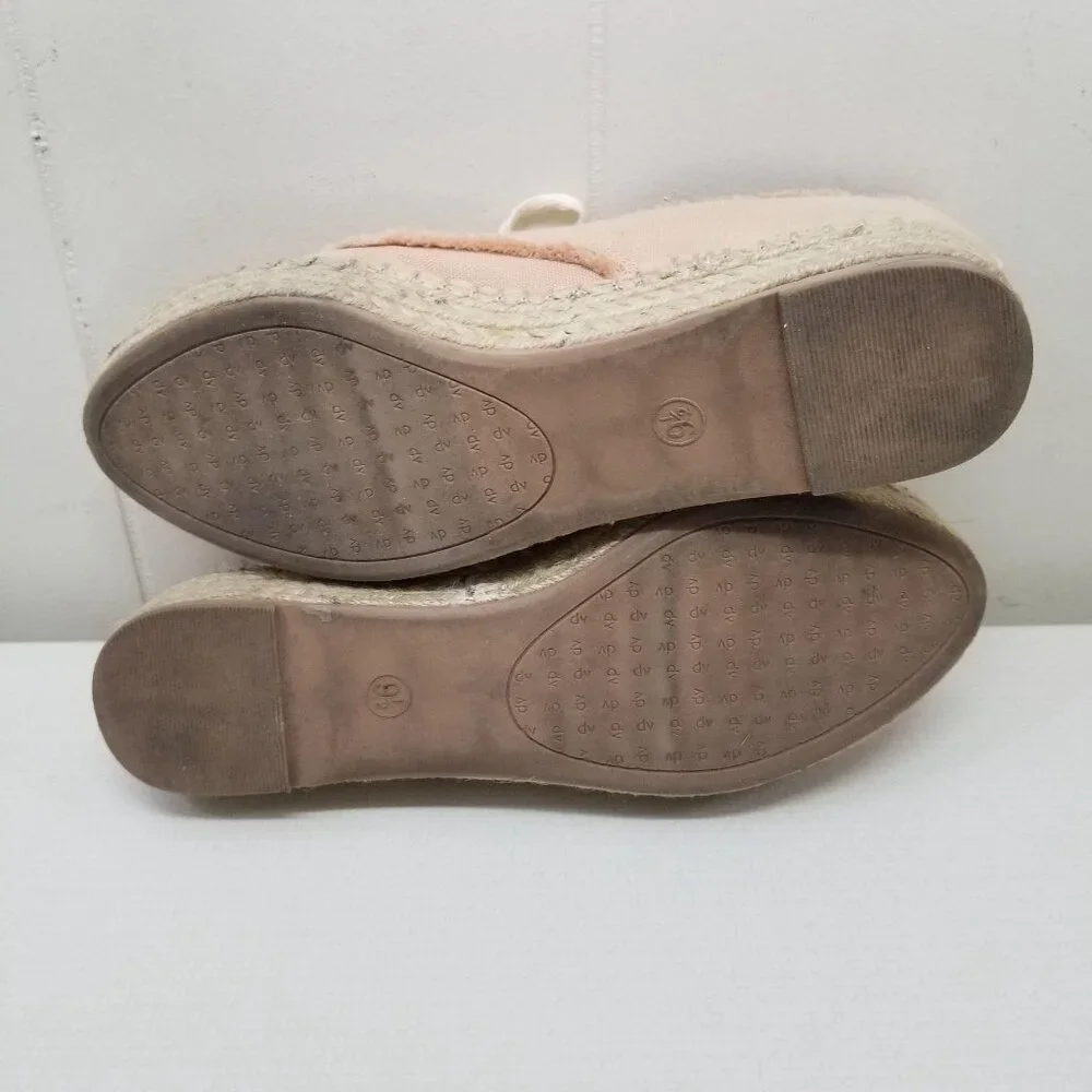 Dolce Vita 9.5 Peach Canvas‎ Espadrille Sneakers Shoes Lace Up Platform Wedge
